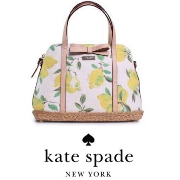 kate spade Handbags - KATE SPADE NEW YORK LEMON Print Linen Canvas ESPADRILLE Capri Maise Mini Satchel